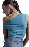 Anna Womens one shoulder top in Blue size Small/Medium