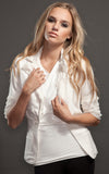 white ruffled jacket l'une collection