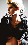 Black plastic and chain bra L'une Collection by Anh Volcek