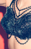 Black plastic and chain bra L'une Collection by Anh Volcek