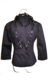 Black Plastic Chain Tuxedo Jacket L'une Collection 