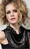Draped Sequin Neck Cocktail Dress