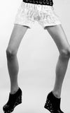 white ruffled gym short l'une collection