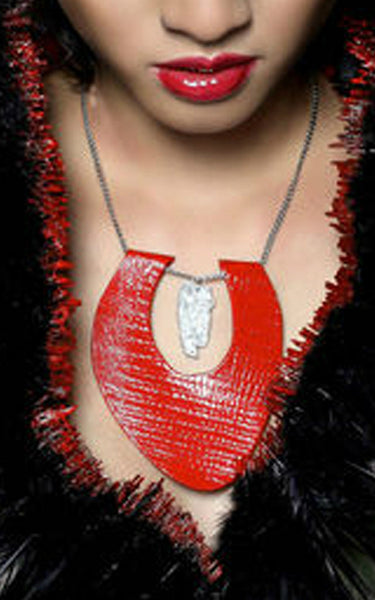 Red Leather necklace L'une Collection