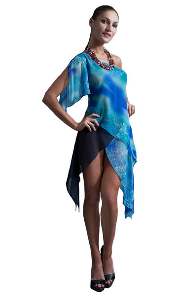 womens silk printed layered top l'une collection by anh volcek